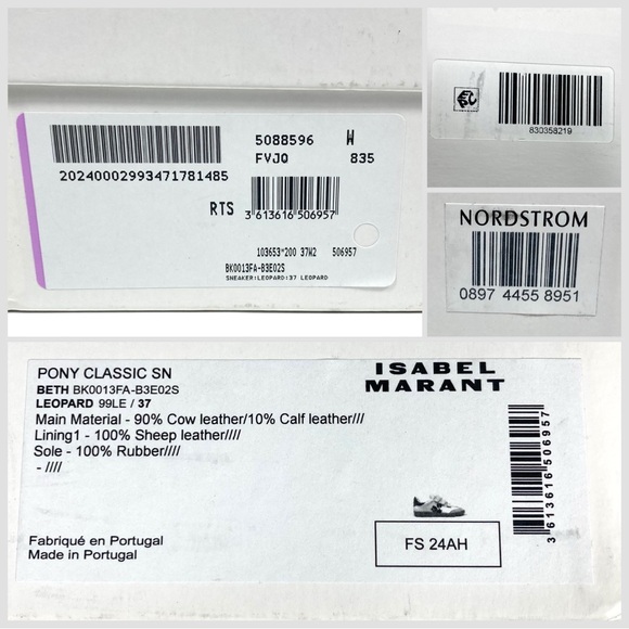 Isabel Marant Beth Low Top Sneaker White Leopard EU 37 NEW - Picture 5 of 17
